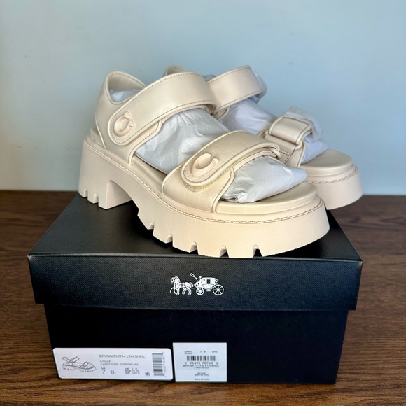 New Coach Brynn Platform Sandal in Chalk Size 7 - Picture 1 of 12